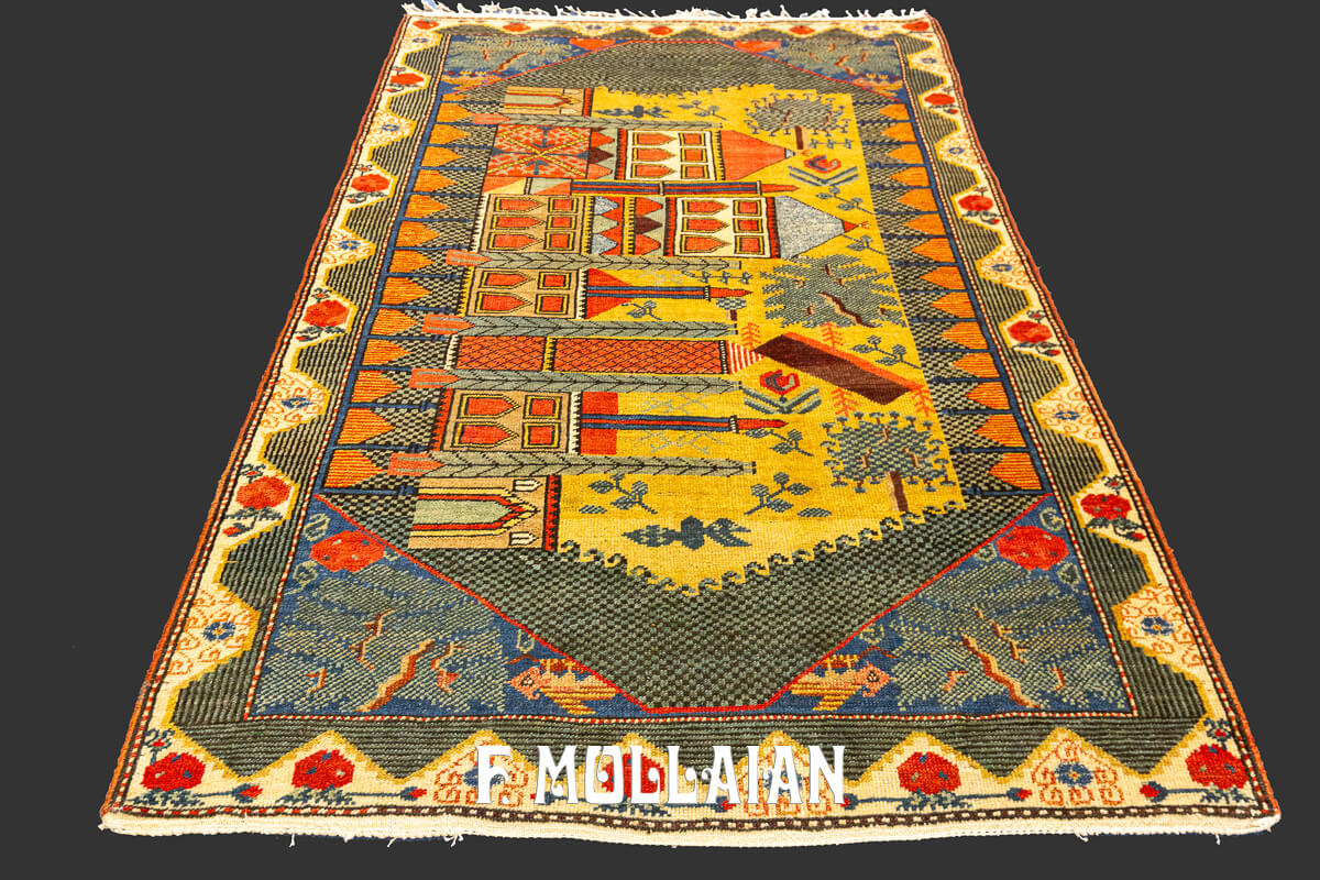 Rare Rug Figurative Kurdish Persian n°:672449